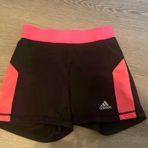 Adidas pink and black athletic shorts